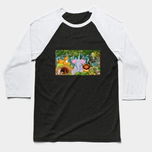 Wild animals cartoon in the forest. Baseball T-Shirt